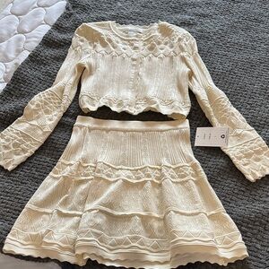 Chic Cream Knit Women's Dress Set